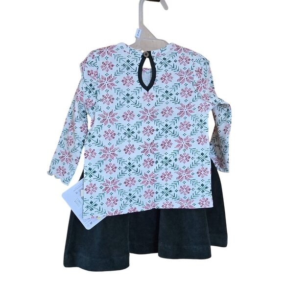 Burts Bees Baby Girl 2-Piece Organic Cotton Dress Set Bodysuit Corduroy Overall - Picture 2 of 5